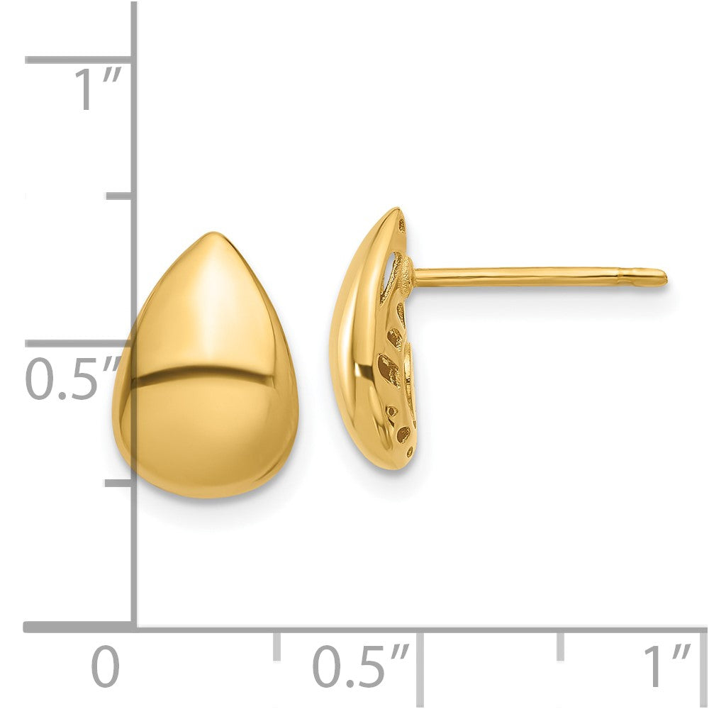 14K Gelbgold Poliert Tropfen Ohrstecker