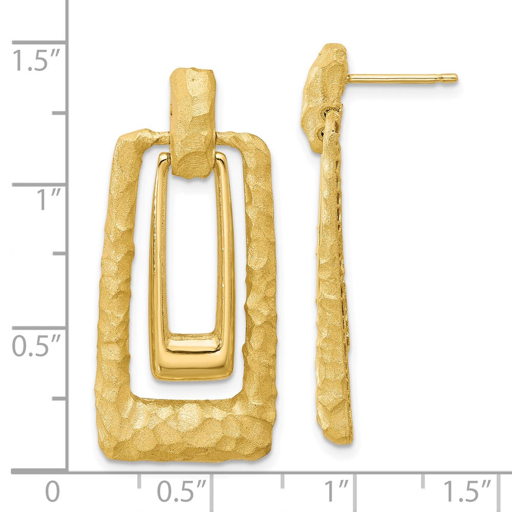14K Gelbgold Poliert und Satiniert Rechteck Hängend Ohrstecker