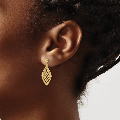14K Gelbgold Poliert Diamantiert Stecker Ohrhänger
