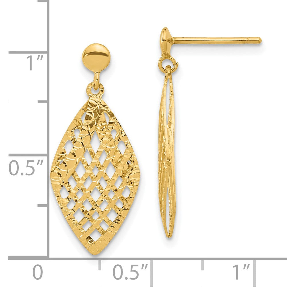 14K Gelbgold Poliert Diamantiert Stecker Ohrhänger