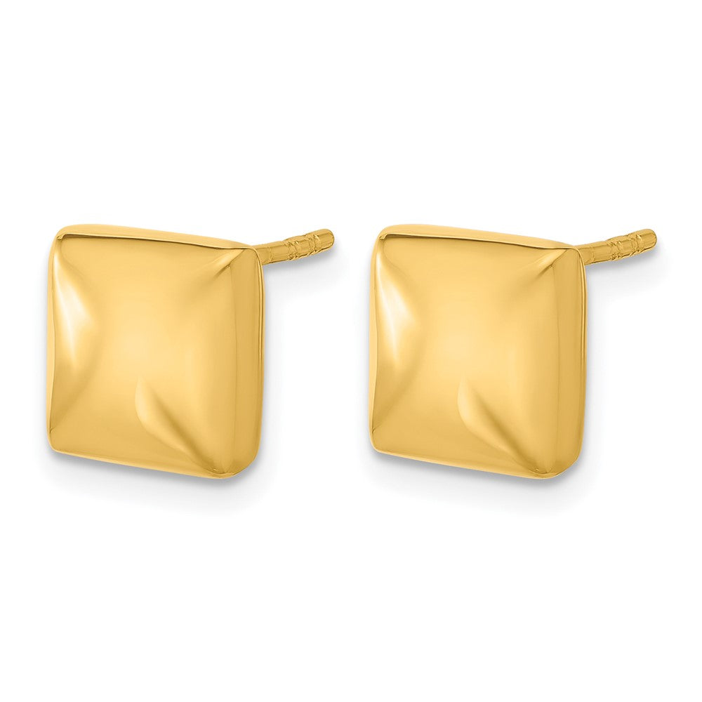 14K Gelbgold Poliert Hohl Gewölbt Quadratisch Ohrstecker