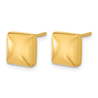 14K Gelbgold Poliert Hohl Gewölbt Quadratisch Ohrstecker