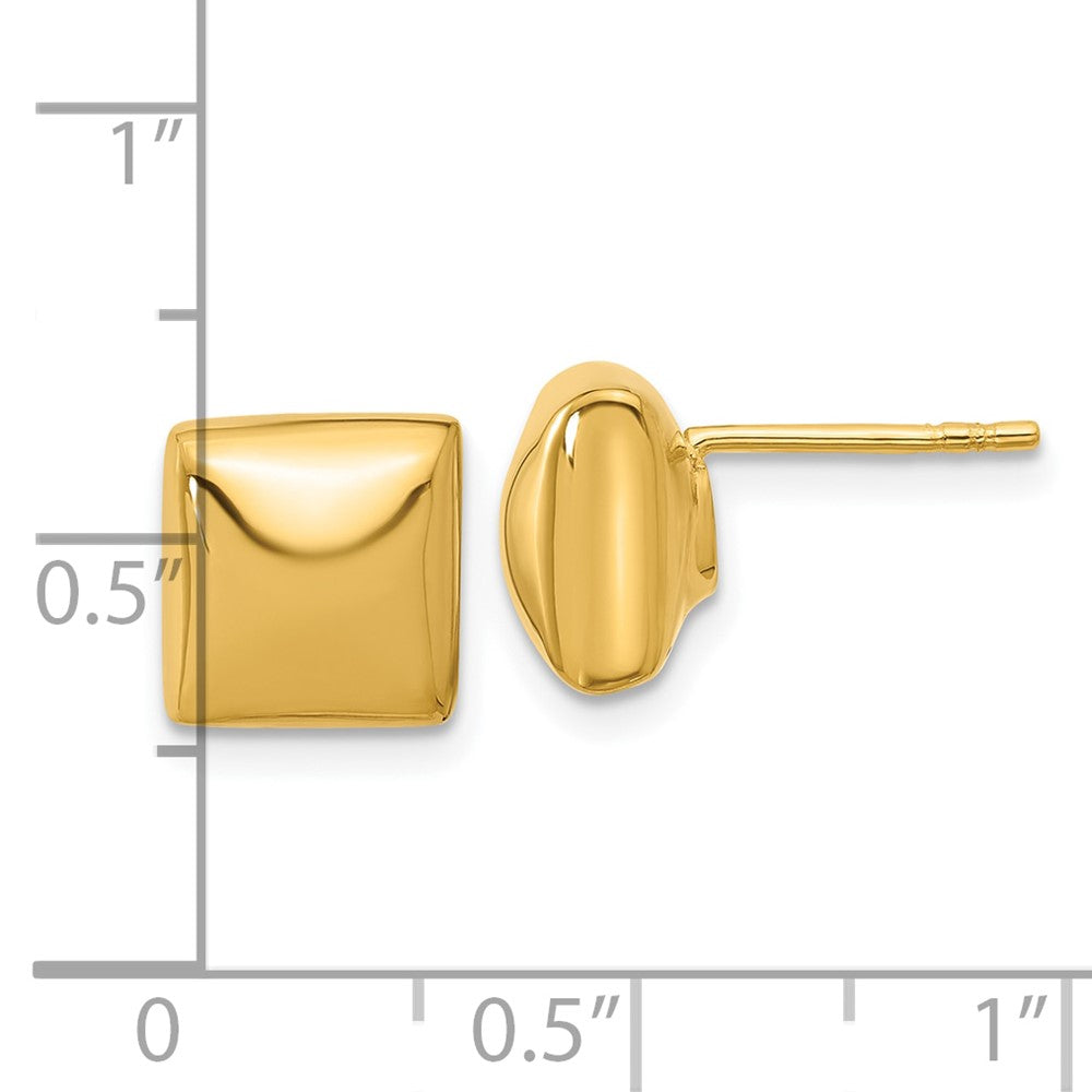 14K Gelbgold Poliert Hohl Gewölbt Quadratisch Ohrstecker
