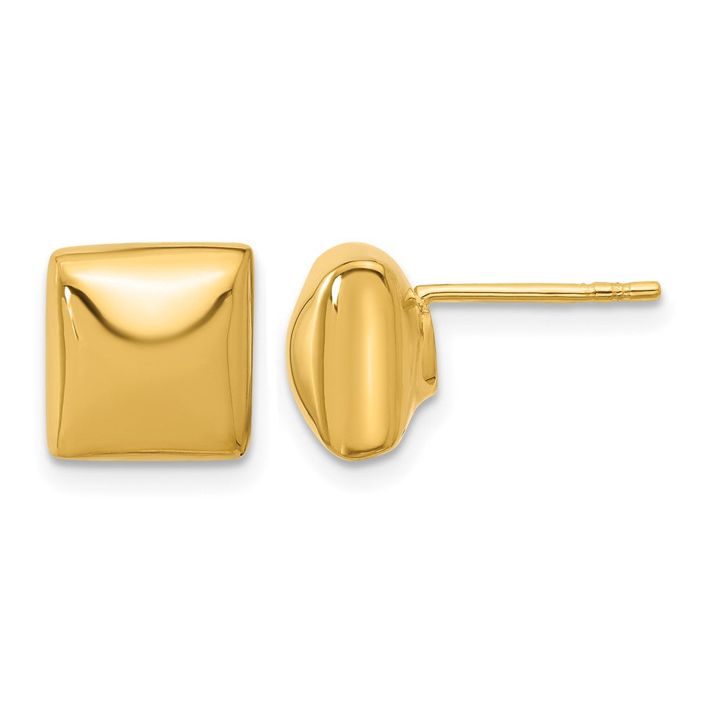14K Gelbgold Poliert Hohl Gewölbt Quadratisch Ohrstecker