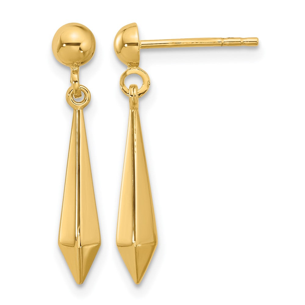 14K Gelbgold Poliert Stecker Ohrhänger