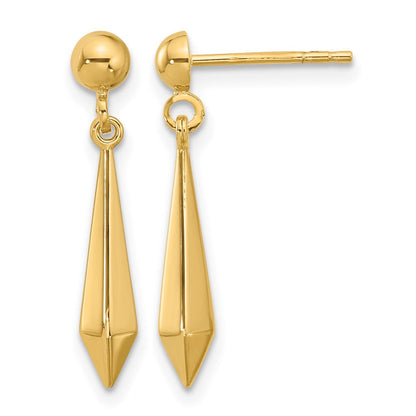 14K Gelbgold Poliert Stecker Ohrhänger