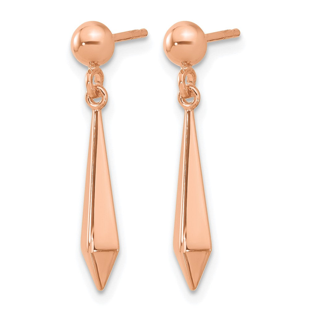14K Roségold Poliert Stecker Ohrhänger