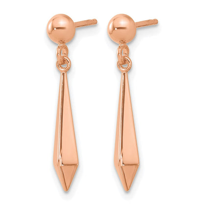 14K Roségold Poliert Stecker Ohrhänger