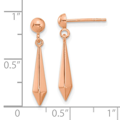 14K Roségold Poliert Stecker Ohrhänger