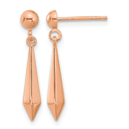 14K Roségold Poliert Stecker Ohrhänger