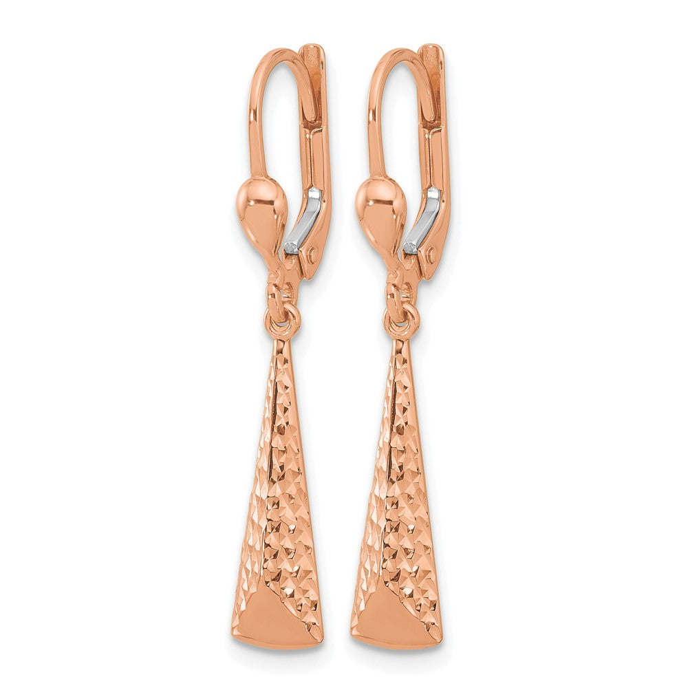 14K Roségold Poliert/ Diamant Schliff Hängend Ohrhänger mit Brisur