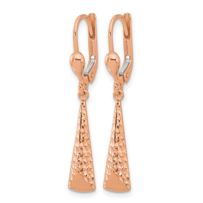 14K Roségold Poliert/ Diamant Schliff Hängend Ohrhänger mit Brisur