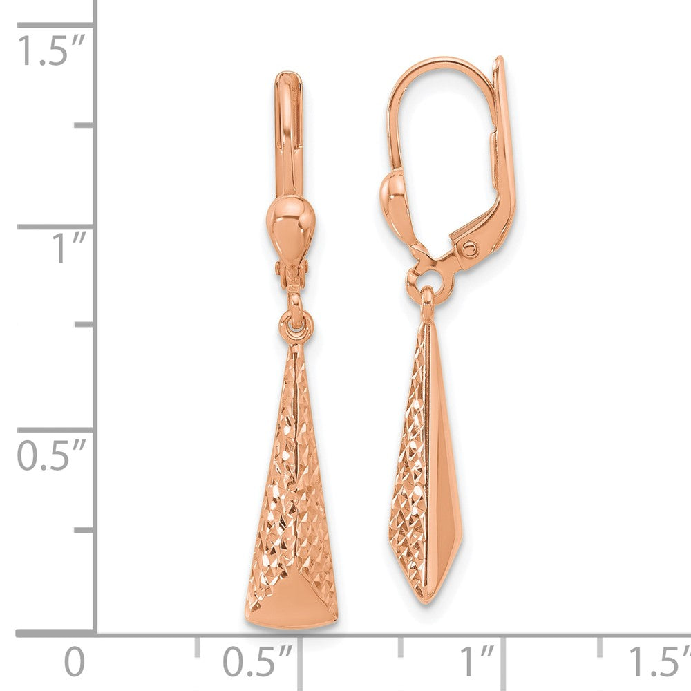 14K Roségold Poliert/ Diamant Schliff Hängend Ohrhänger mit Brisur