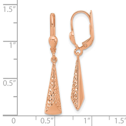 14K Roségold Poliert/ Diamant Schliff Hängend Ohrhänger mit Brisur
