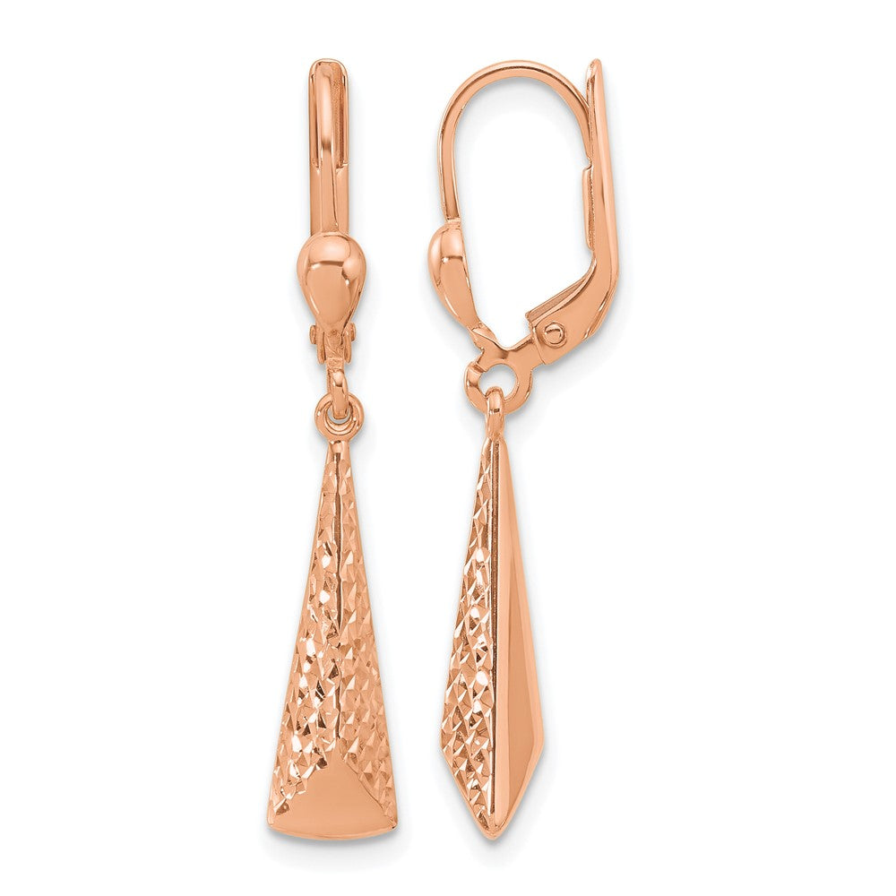14K Roségold Poliert/ Diamant Schliff Hängend Ohrhänger mit Brisur