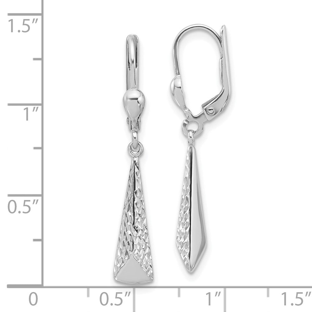 14K Weißgold Poliert/diamantiert Hängend Ohrhänger mit Brisur