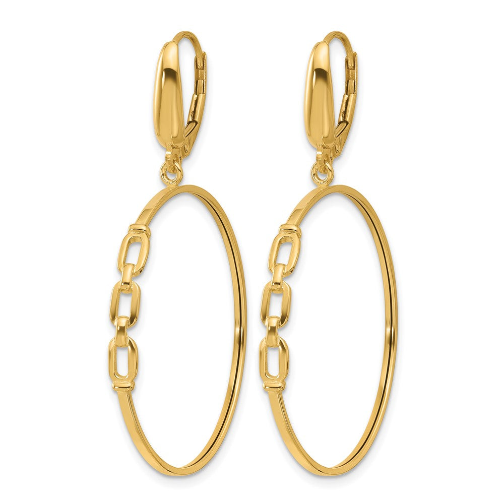 14K Gelbgold Poliert Glieder Design Brisur Creolen