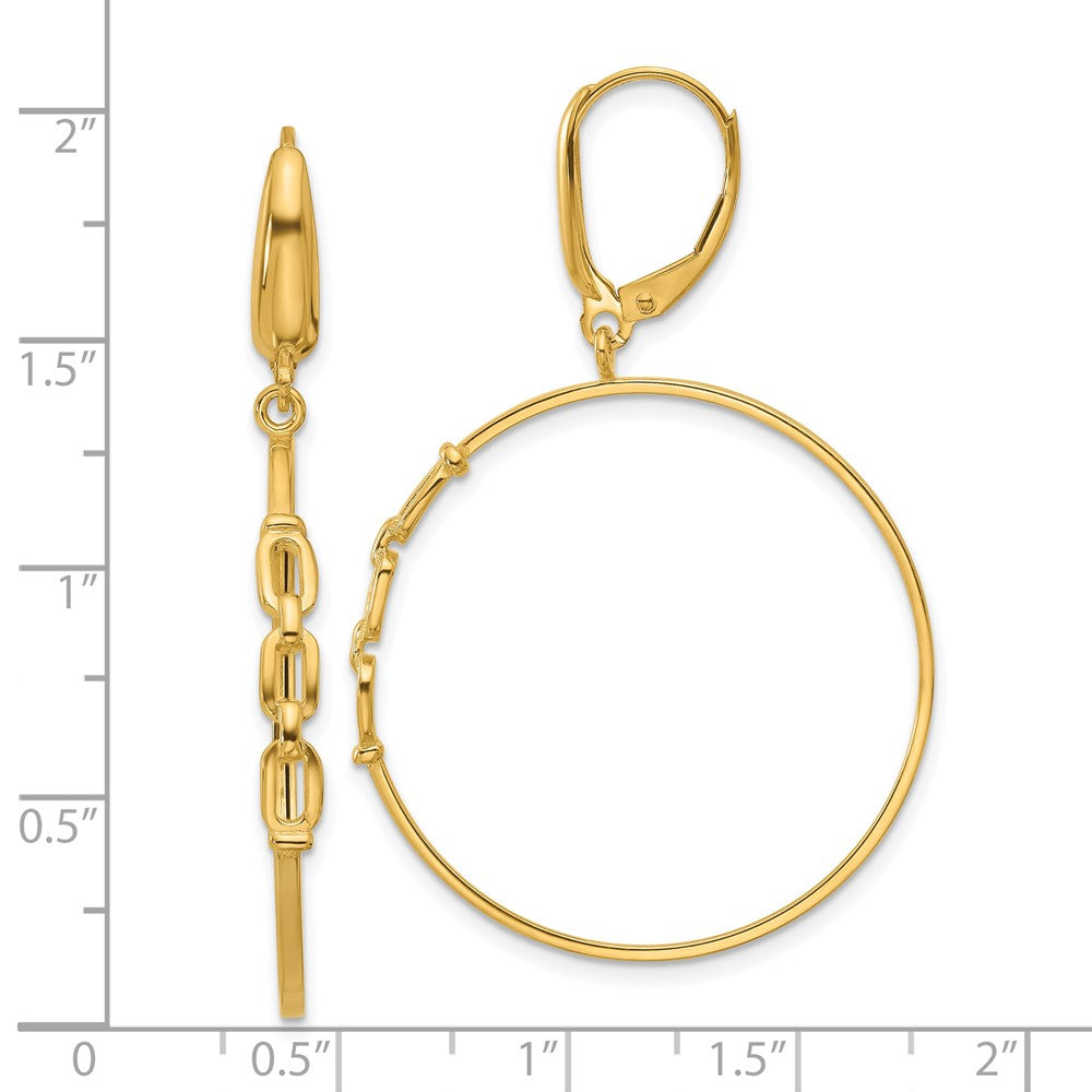 14K Gelbgold Poliert Glieder Design Brisur Creolen