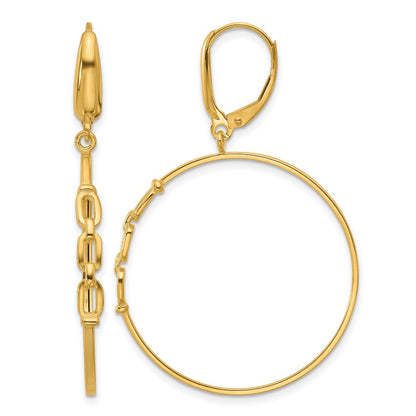 14K Gelbgold Poliert Glieder Design Brisur Creolen