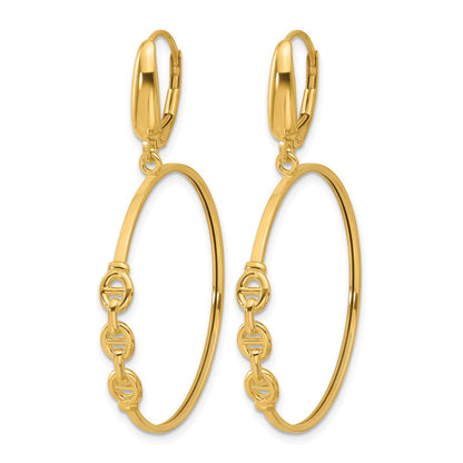 14K Gelbgold Poliert Glieder Design Brisur Creolen