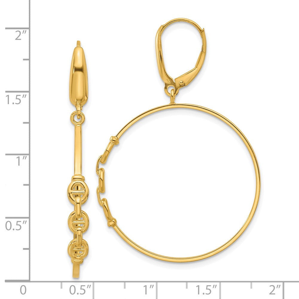 14K Gelbgold Poliert Glieder Design Brisur Creolen