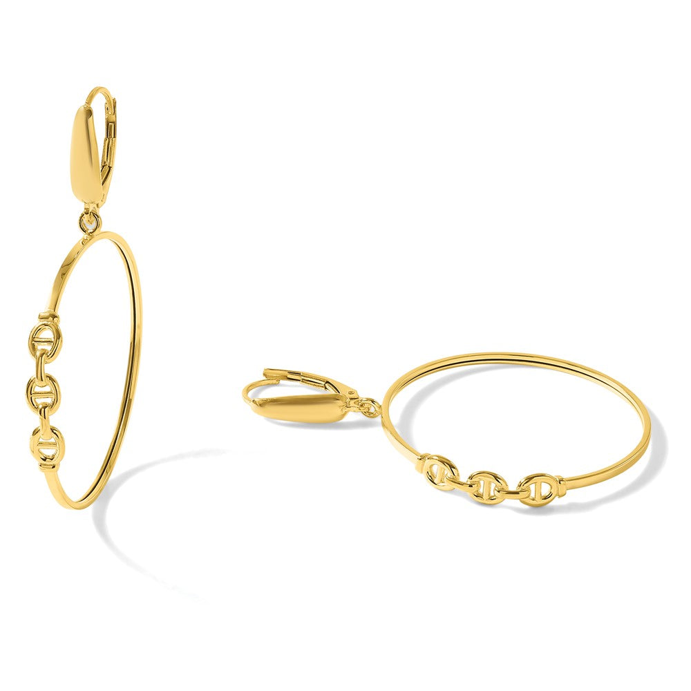 14K Gelbgold Poliert Glieder Design Brisur Creolen