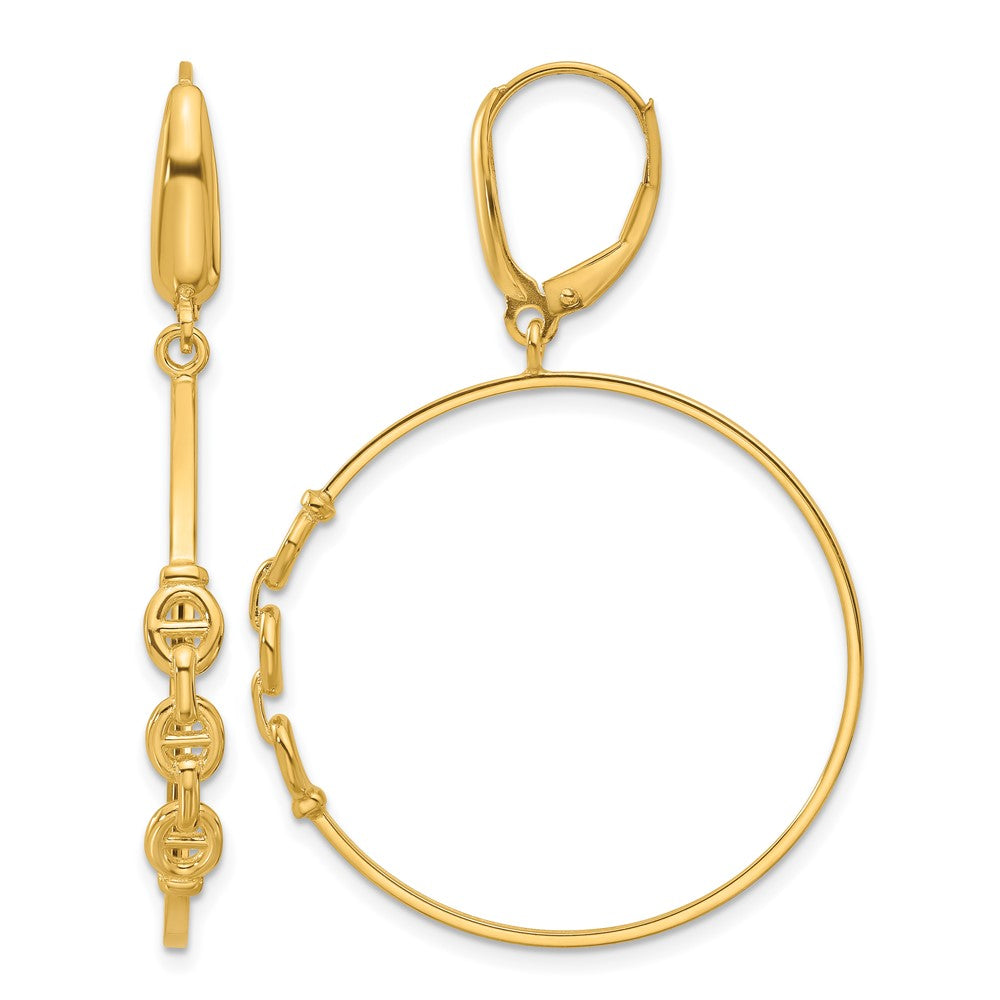 14K Gelbgold Poliert Glieder Design Brisur Creolen