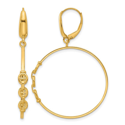 14K Gelbgold Poliert Glieder Design Brisur Creolen