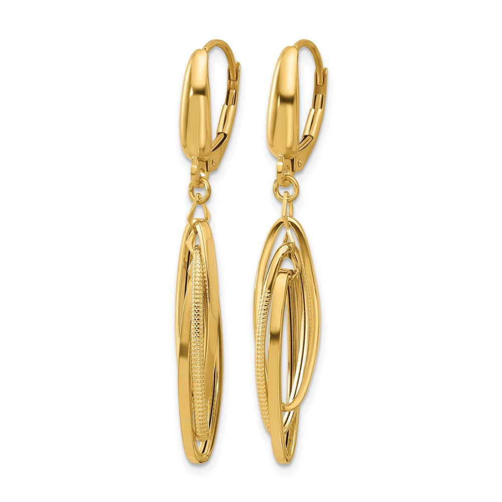 14K Gelbgold Poliert/textured Dreifach Oval Ohrhänger