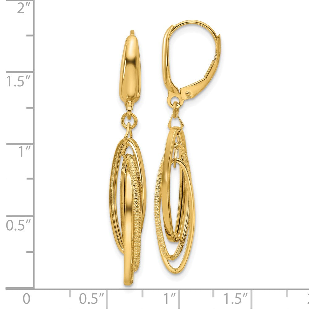 14K Gelbgold Poliert/textured Dreifach Oval Ohrhänger