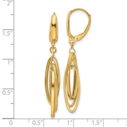 14K Gelbgold Poliert/textured Dreifach Oval Ohrhänger