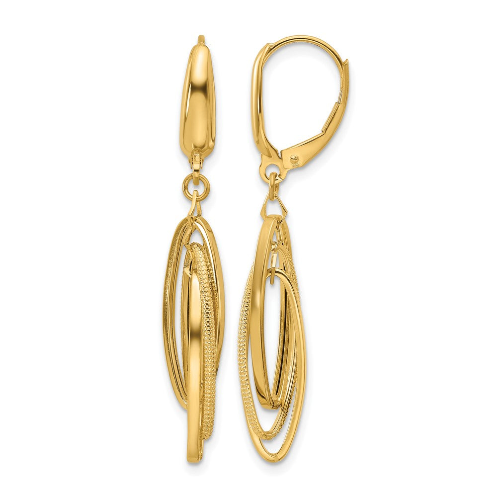 14K Gelbgold Poliert/textured Dreifach Oval Ohrhänger