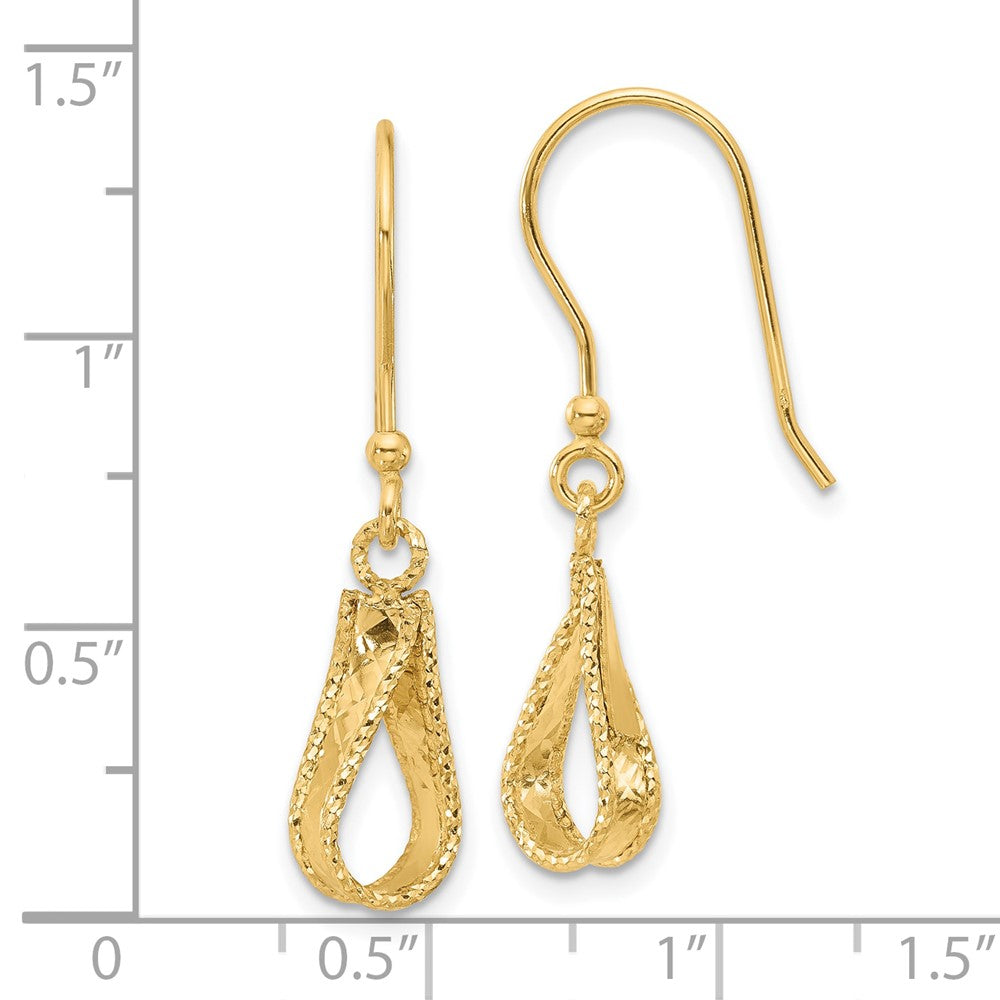 14K Gelbgold Poliert und Diamantiert Ohrhänger