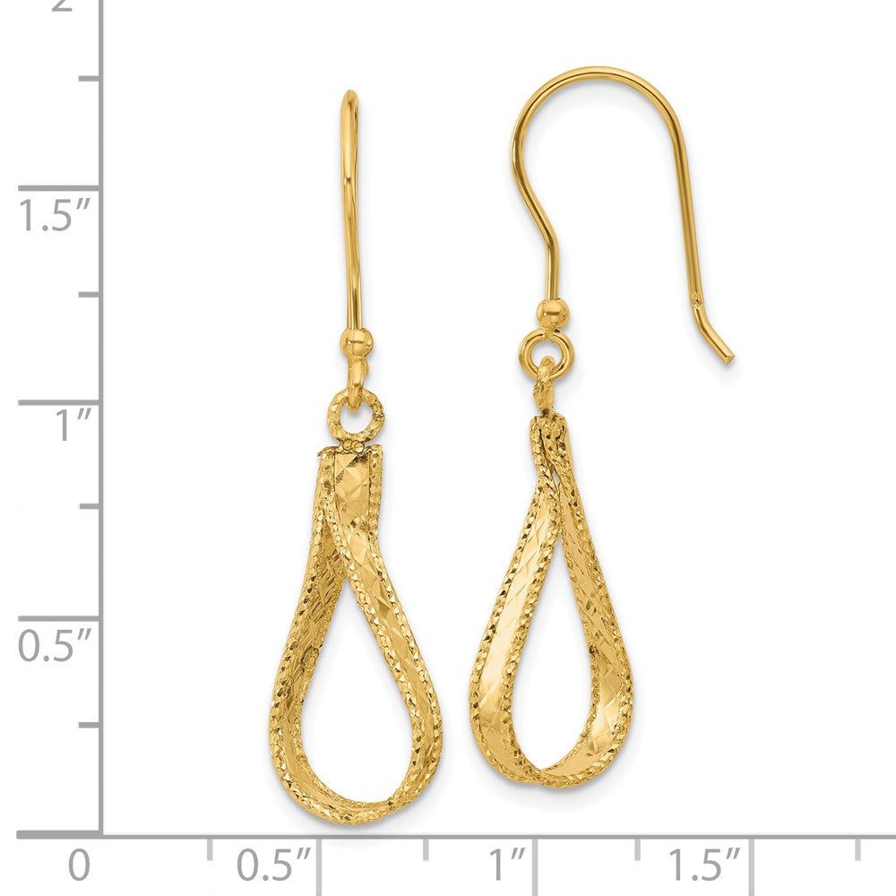 14K Gelbgold Poliert und Diamantiert Ohrhänger