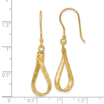 14K Gelbgold Poliert und Diamantiert Ohrhänger