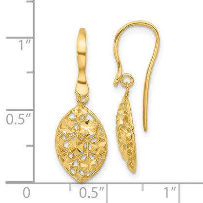 14K Gelbgold Poliert Diamantiert Hirte Haken Ohrhänger