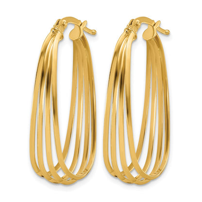 14K Gelbgold Poliert Oval Creolen