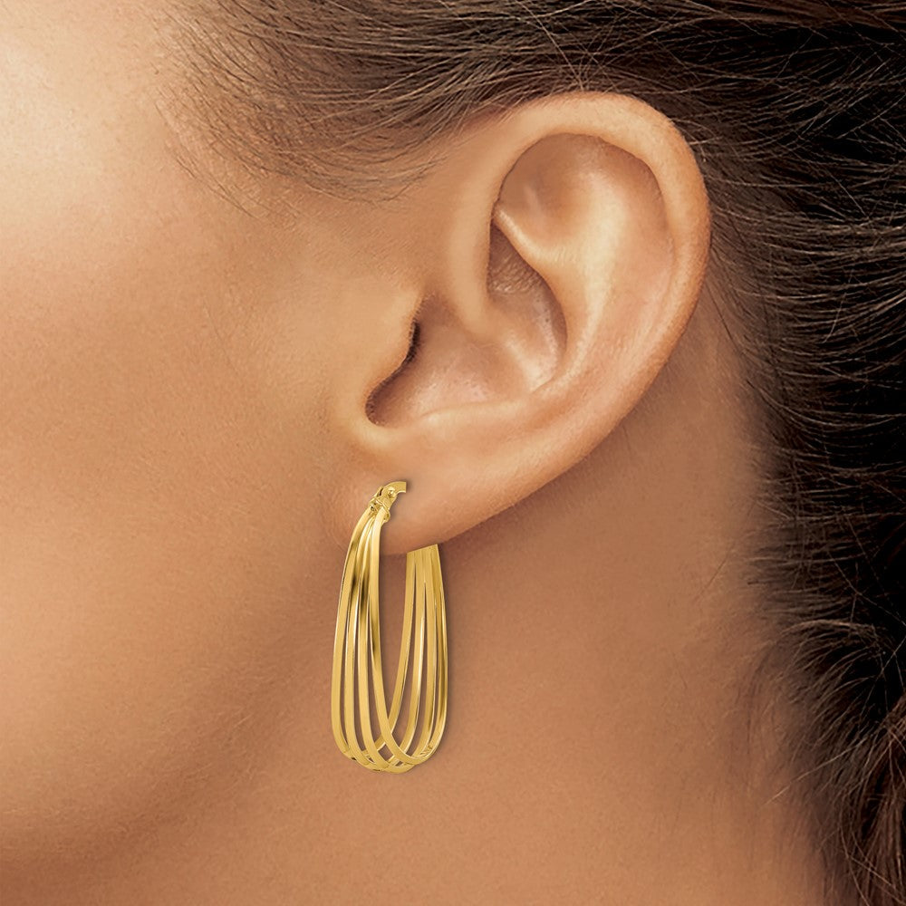 14K Gelbgold Poliert Oval Creolen
