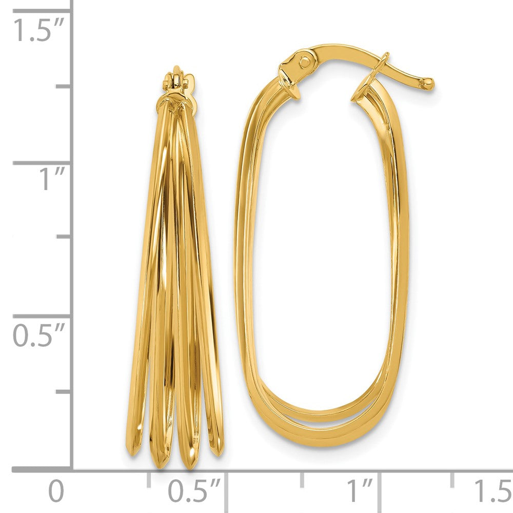 14K Gelbgold Poliert Oval Creolen