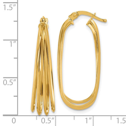 14K Gelbgold Poliert Oval Creolen