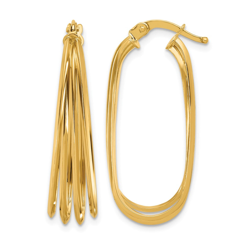 14K Gelbgold Poliert Oval Creolen