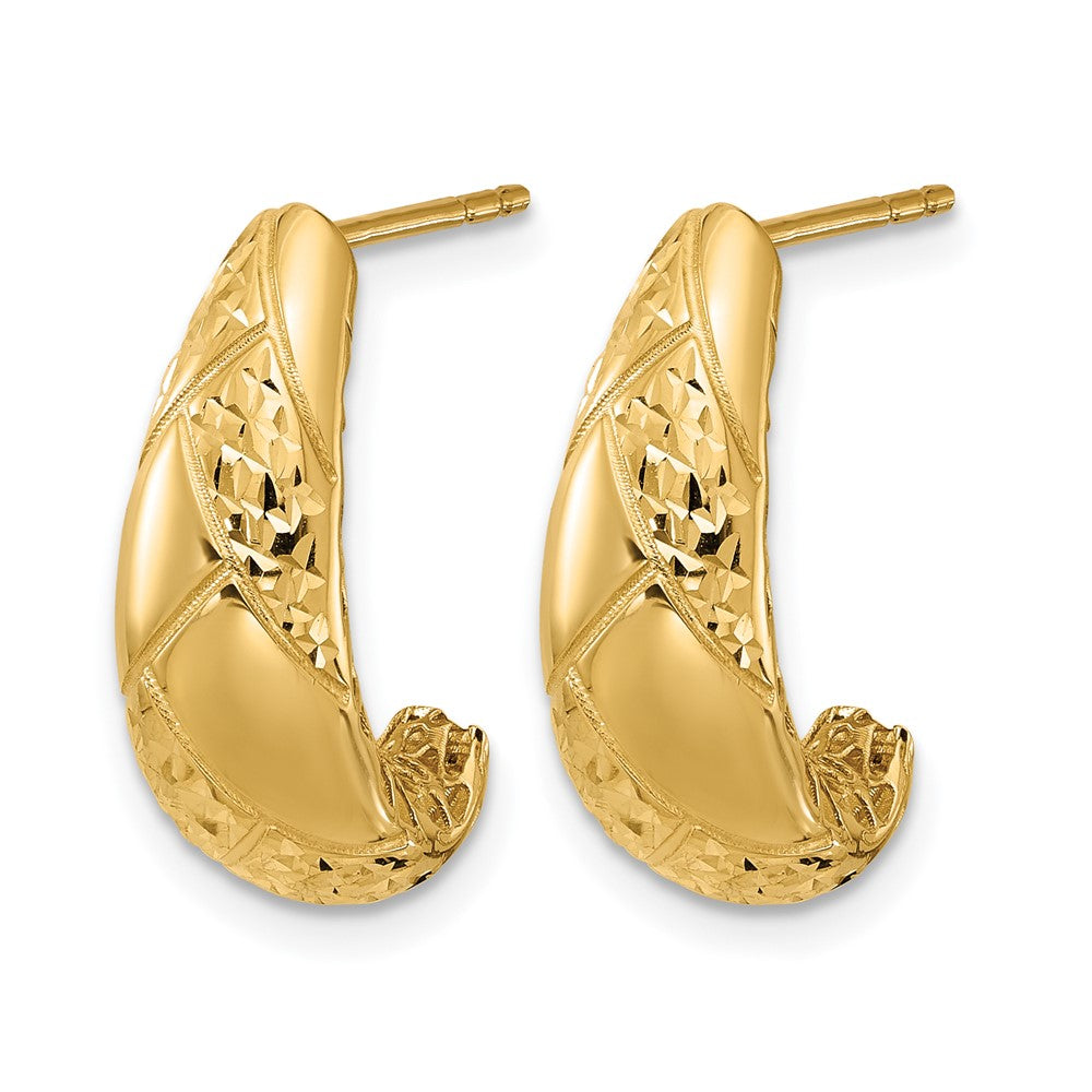 14K Gelbgold Poliert und Diamantiert J Creolen