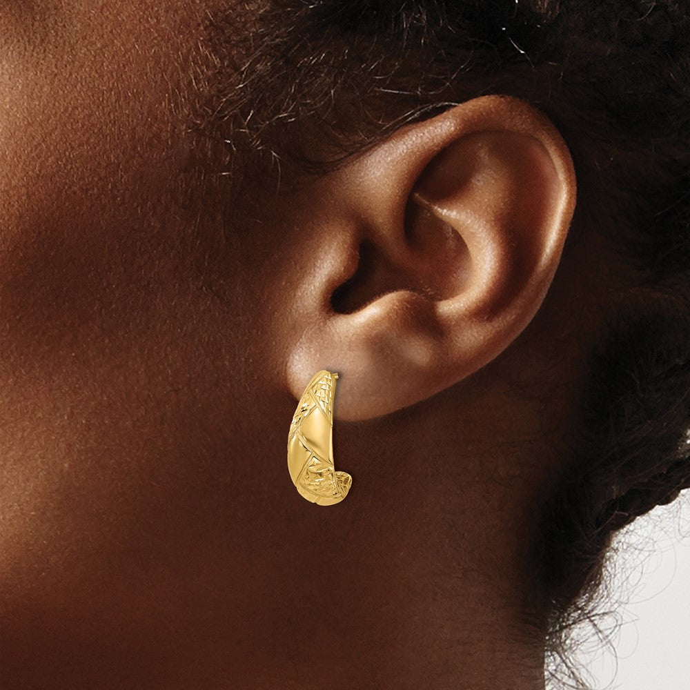 14K Gelbgold Poliert und Diamantiert J Creolen