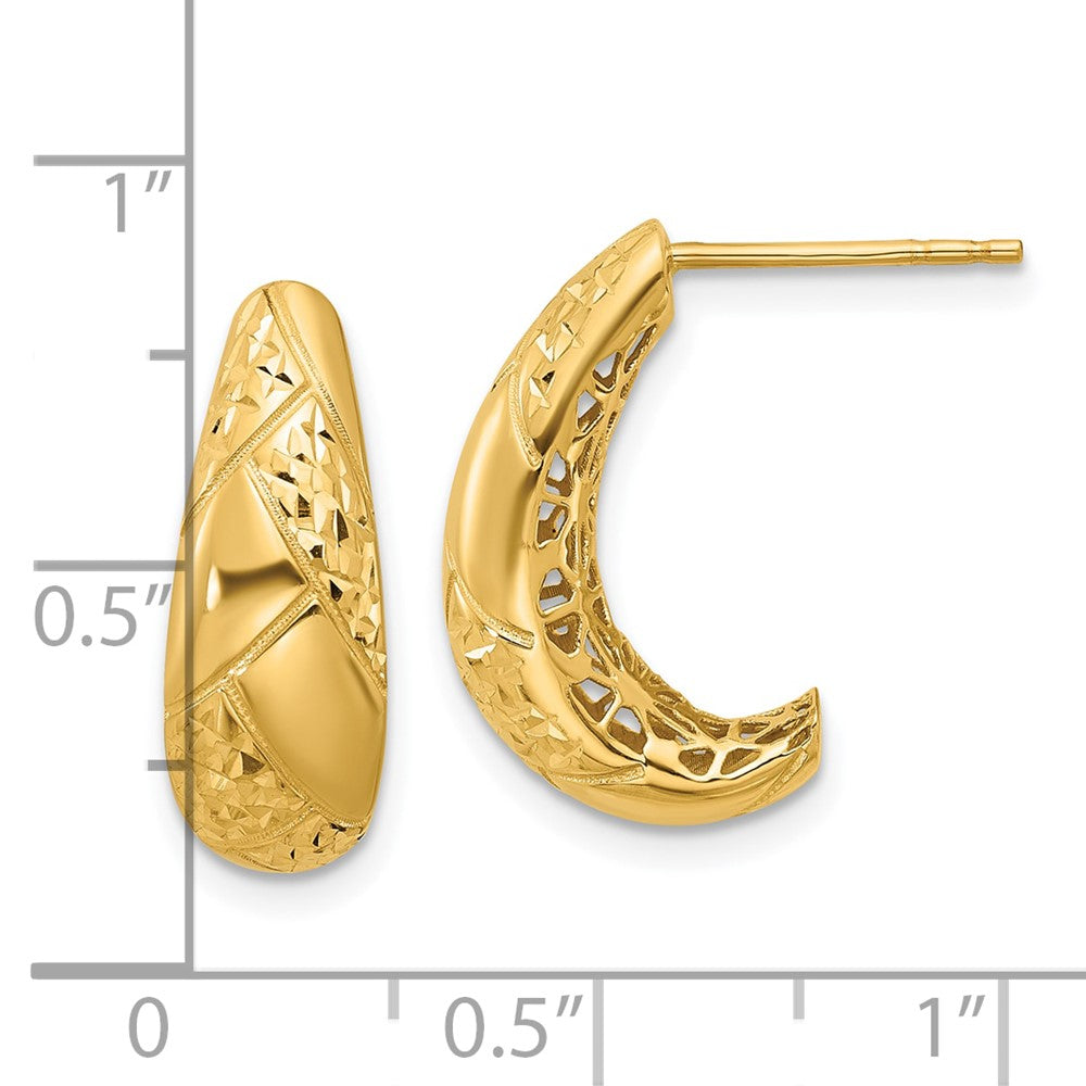 14K Gelbgold Poliert und Diamantiert J Creolen