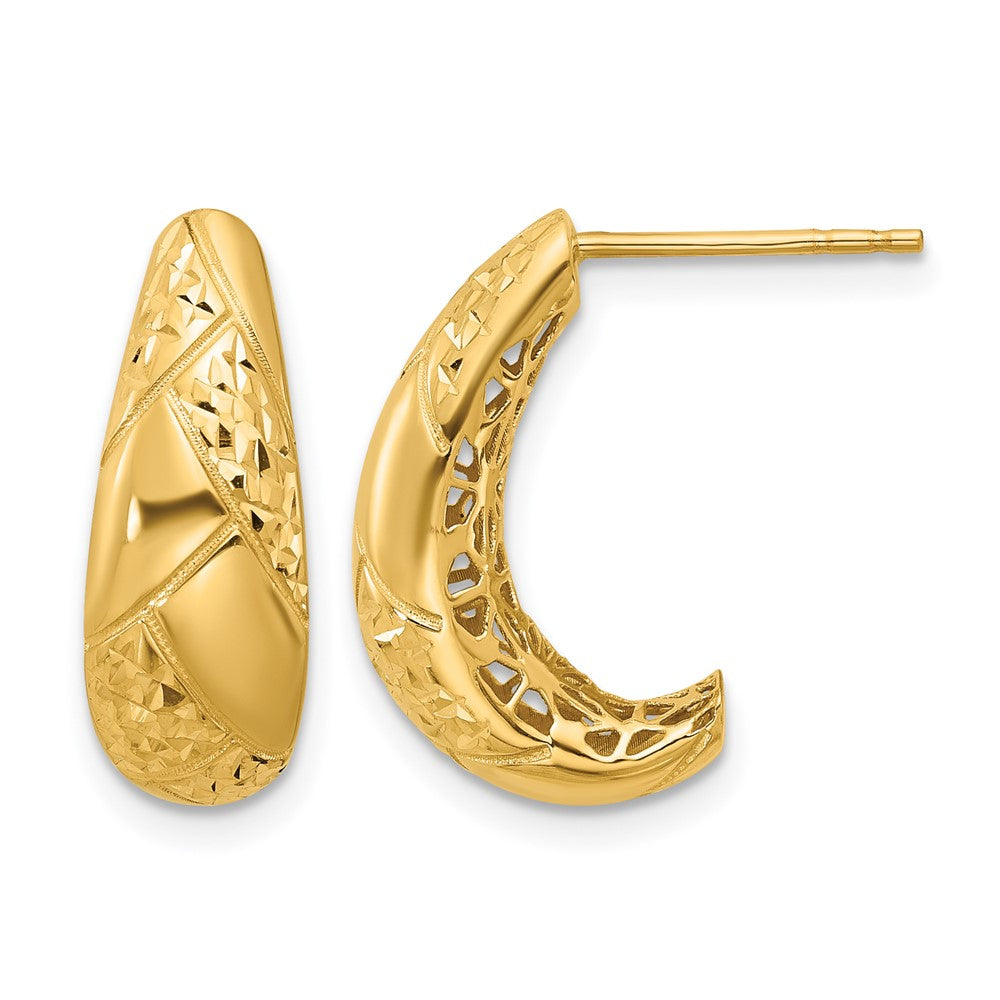 14K Gelbgold Poliert und Diamantiert J Creolen
