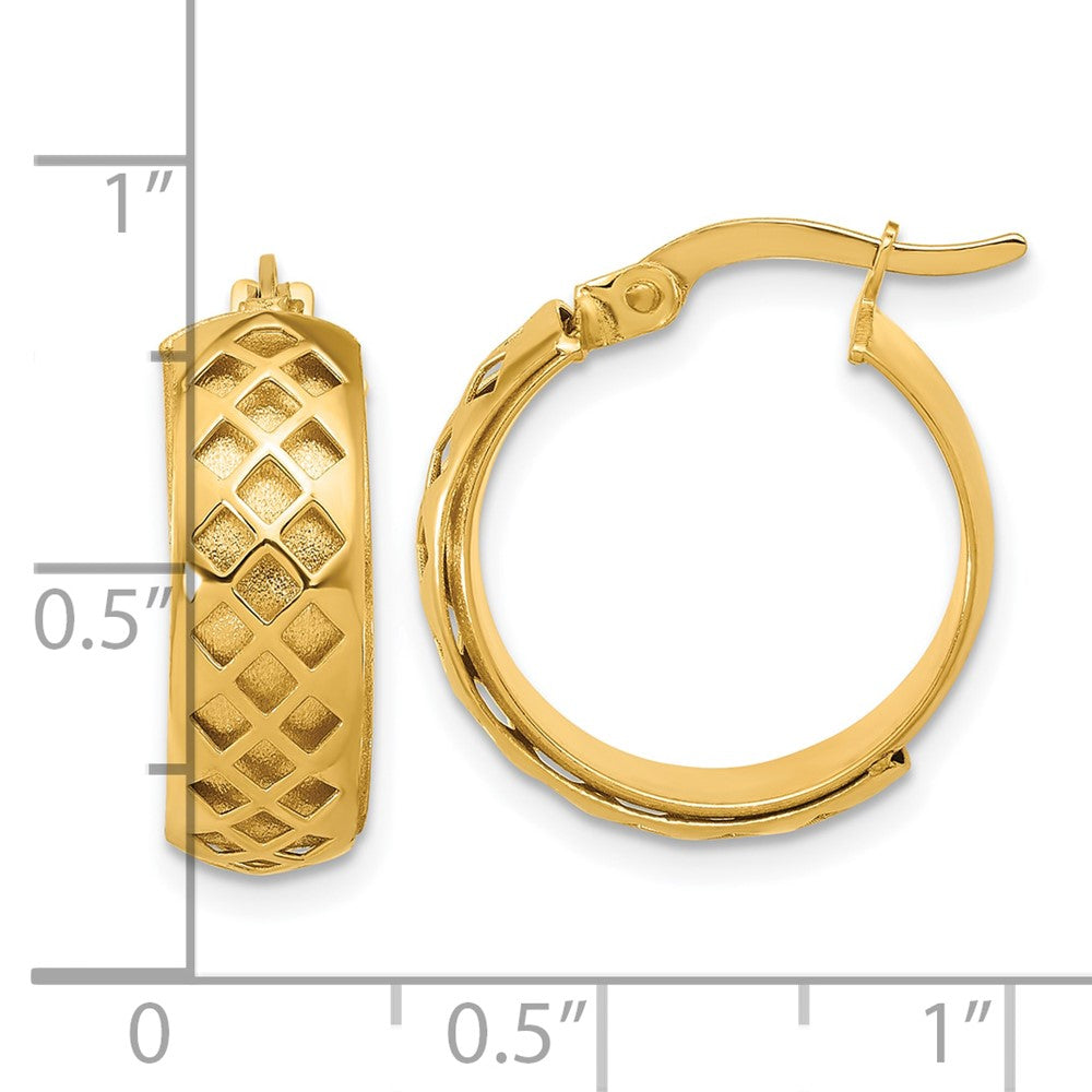 14K Gelbgold Poliert und Gebürstet Fantasie Creolen