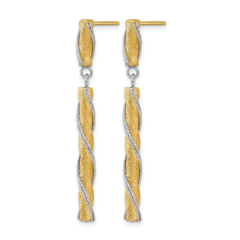 14K Bicolor Poliert/satin/dia Schliff Stecker Ohrhänger
