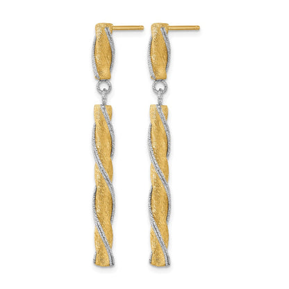 14K Bicolor Poliert/satin/dia Schliff Stecker Ohrhänger