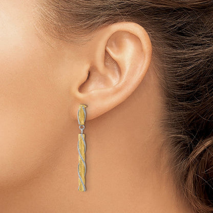 14K Bicolor Poliert/satin/dia Schliff Stecker Ohrhänger