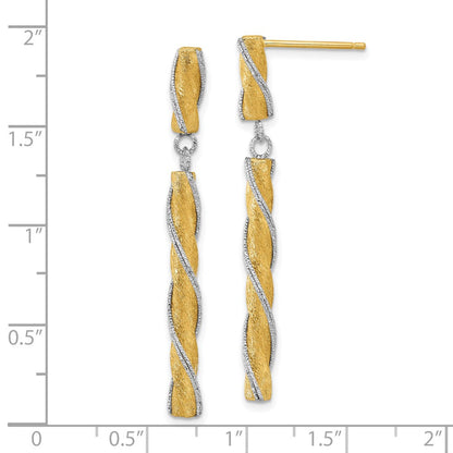 14K Bicolor Poliert/satin/dia Schliff Stecker Ohrhänger
